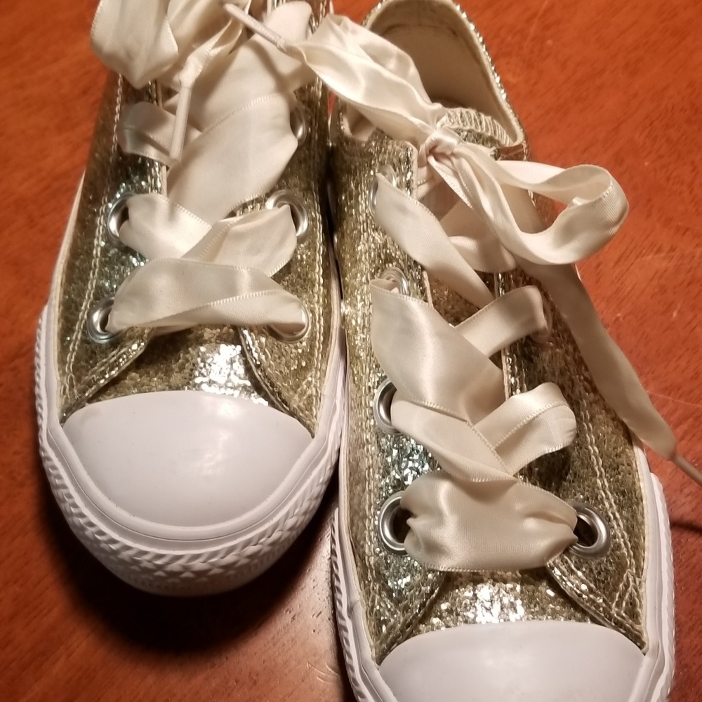 Converse, gold sequin, tennis shoes